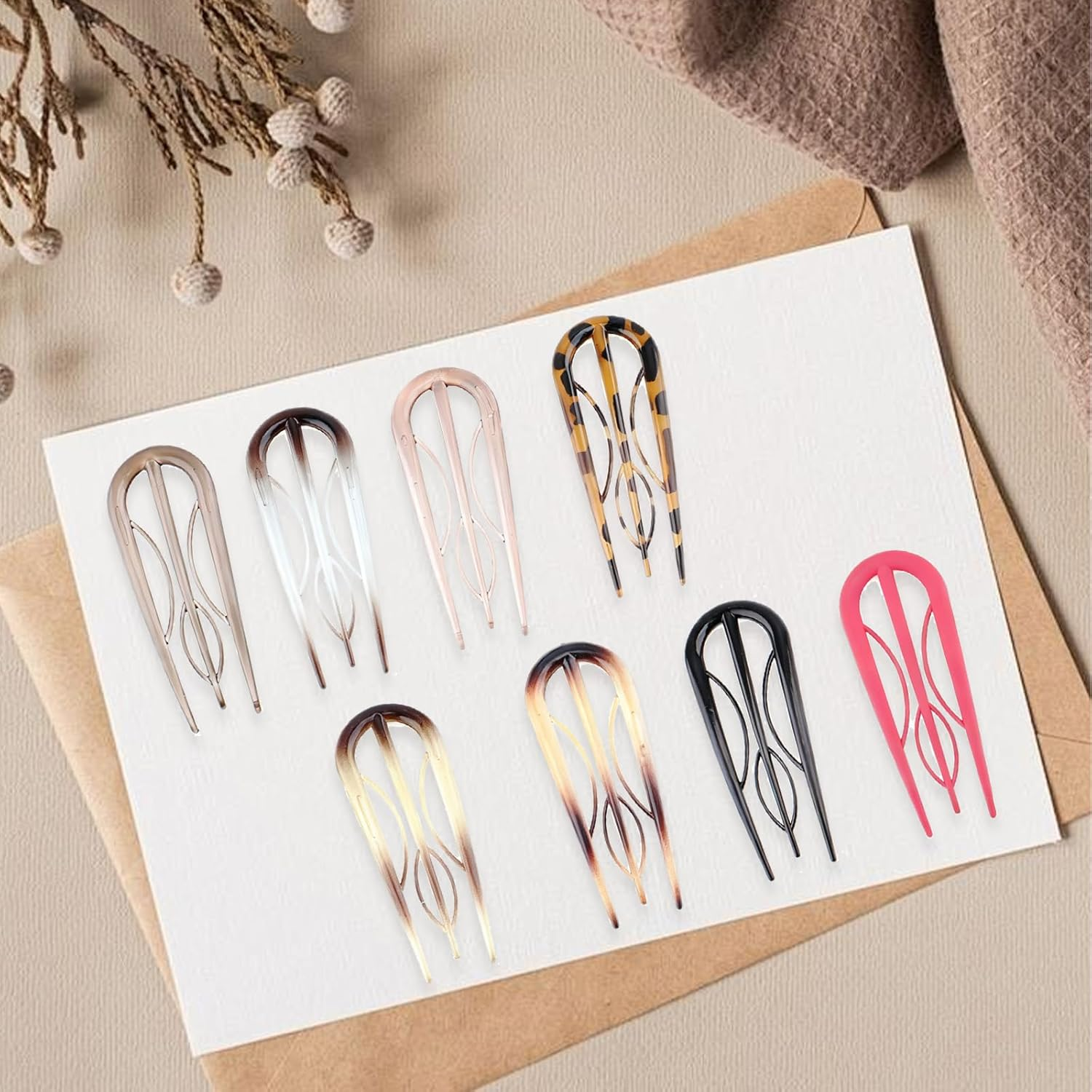 8 Pcsfrench Hair Clips, U-Shaped French Hair Pins for Women, Retro U French Pins Hairpins for Women Twist Clips for Buns Hairstyle Accessories(8 Colors) image number 3
