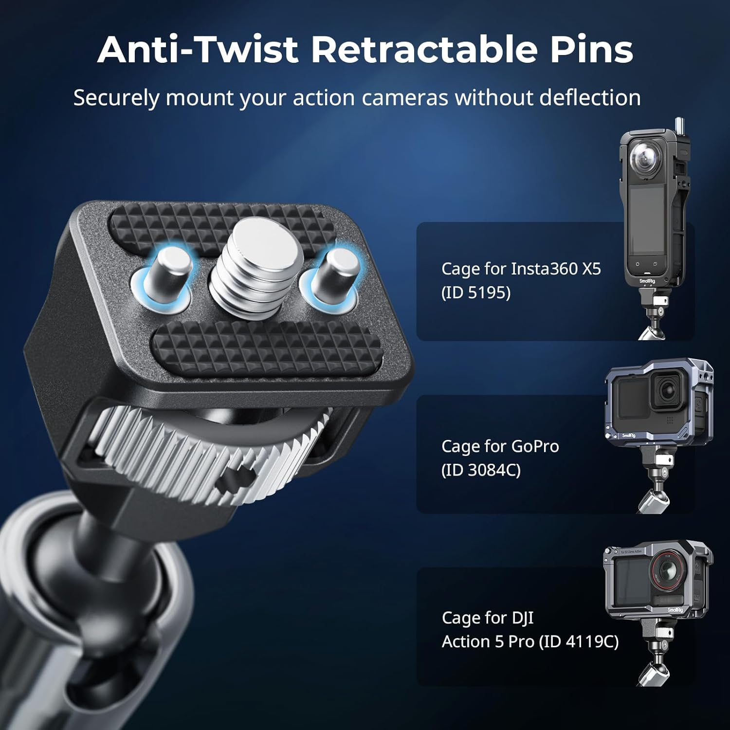 SMALLRIG 11 Inch Magic Arm with Crab-Shaped Clamp, Arm with 1/4"-20 Screw and Retractable Pins, for Action Cameras, Monitors, Video Lights, and Microphones - 5311 image number 1