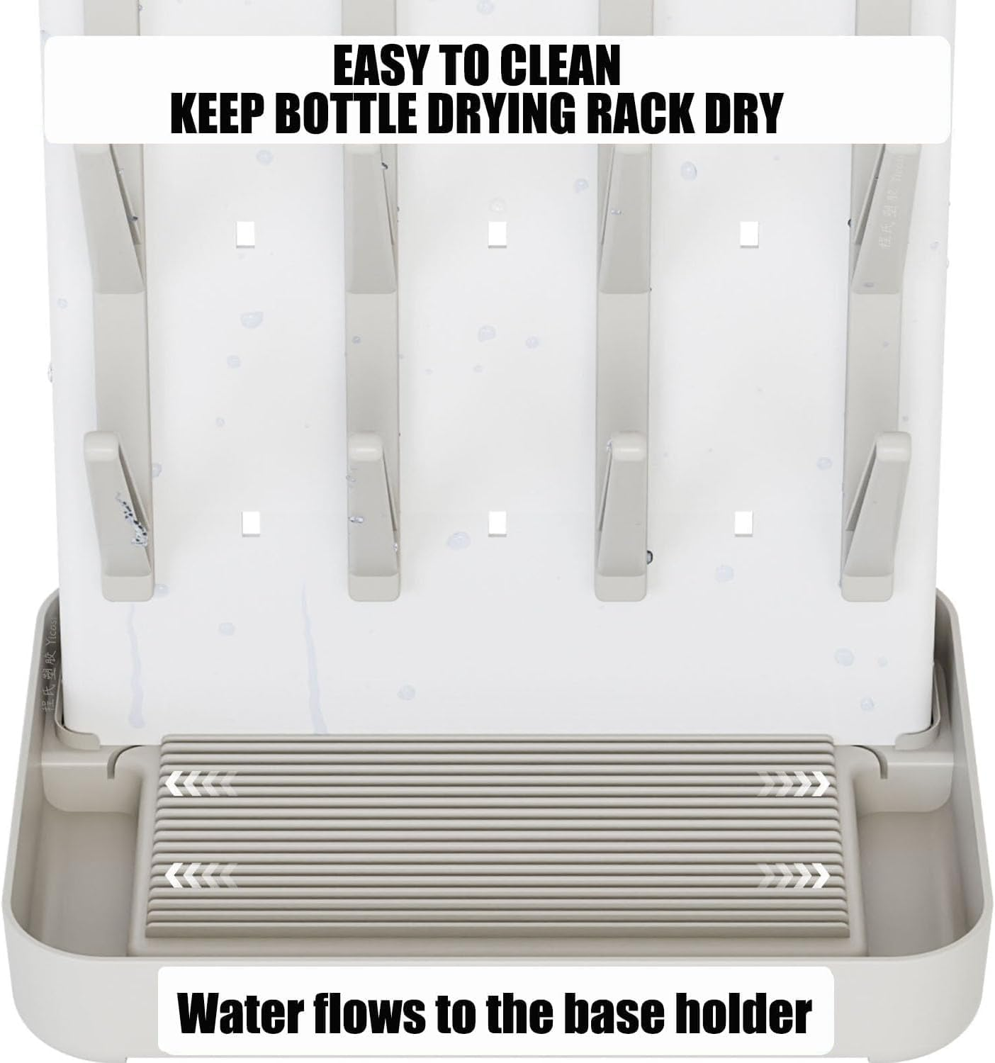 Baby Bottle Drying Rack Space Saving, WADY Large Vertical Baby Bottle Storage Organizer & Bottle Dryer Rack for 12 Pc 8 Oz Bottles and Baby Accessory, Pump Parts, Pacifiers or Brush Stand (Gray)