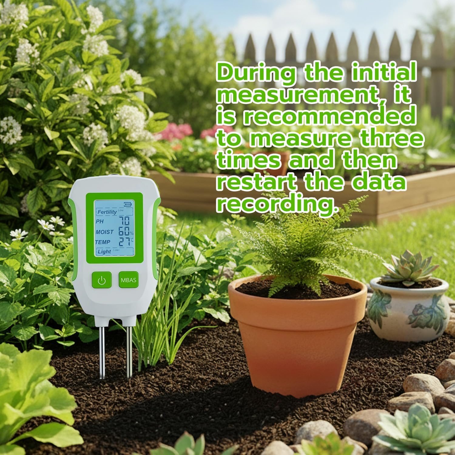 Mcbazel 5-In-1 Soil Tester with Backlit Lcd&Dual Probe-Digital Soil Ph Meter,Moisture Meter for Fertility,Temp,Light-Soil Test Kit for Gardening,Lawn,Farming,Potting Soil,Indoor&Outdoor Plants image number 2