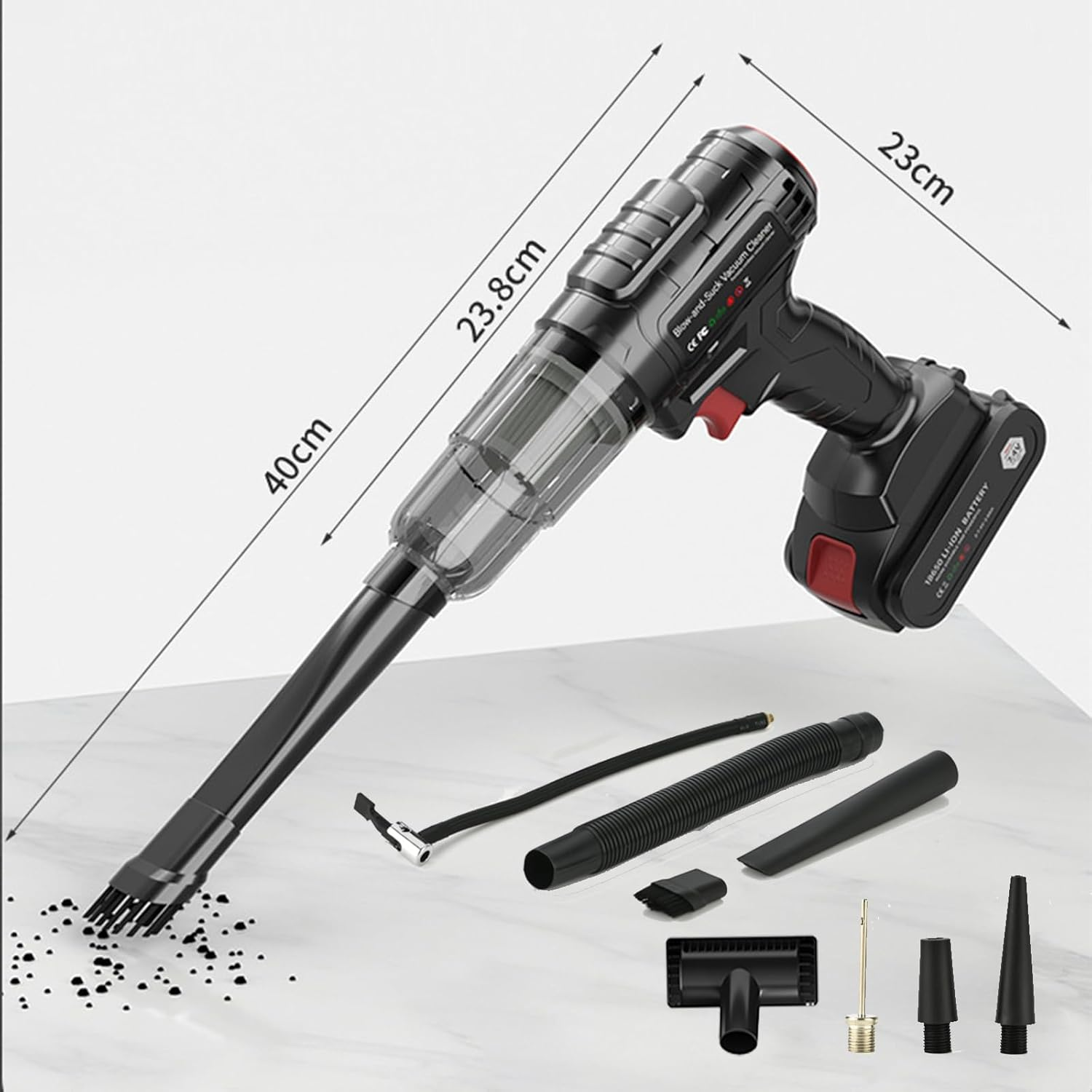 Car Vacuum Cleaner High Power Mini Vacuum Cleaner Rechargeable Handheld Vacuum Portable Cordless Vacuum Cleaner, Air Pump, Pire Pressure Gauge, and Flashlight All in One image number 3