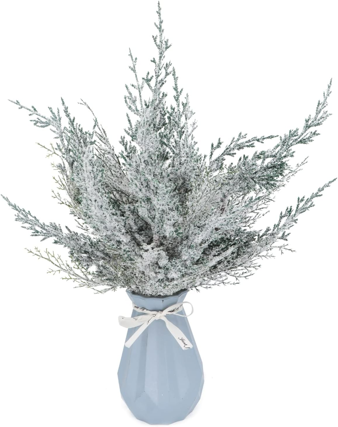 6 Pieces Frosted Artificial Cedar Pine Branches Sprigs 17" Snowy Faux Cedar Twig White Winter Greenery Stems Pine Picks Cedar Spray for Christmas Tree Craft Wreaths Garlands Holiday Season Decor (6) image number 6