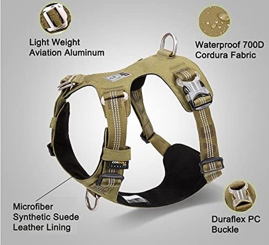 True Love Ultra Light 3M Reflective Dog Harness, X-Large, Army Green image number 6