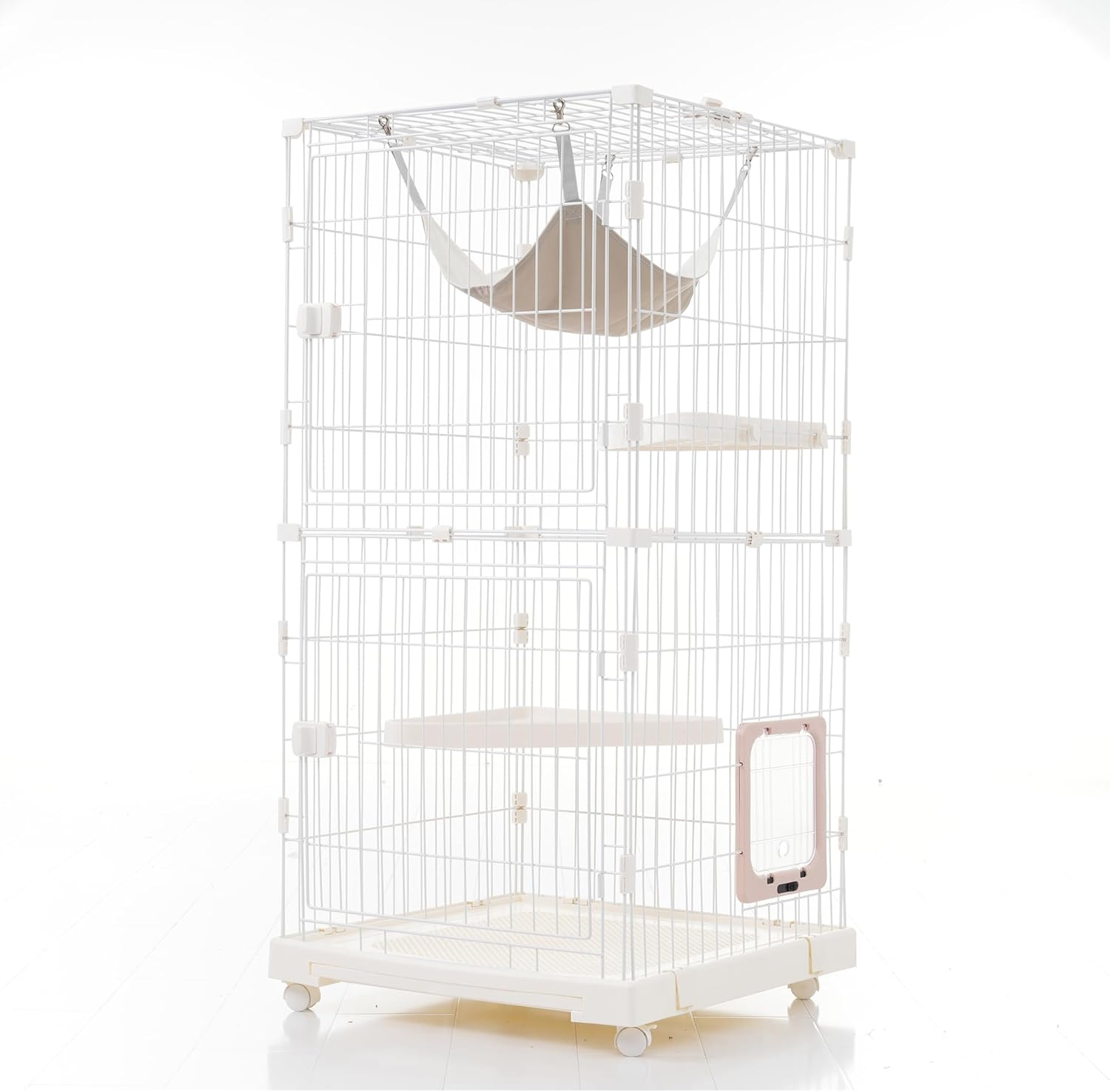 OSJ Cat Pet Gauge, Small Animal Cage, Cat Enclosure, Easy to Clean Tray Cage, Cat Cage, 2 Tiers, Multiple Families, Drawer Tray, Free Combination, Rabbit Cage, Cat Door, Pet Gauge, Cat, Wide Door, image number 3