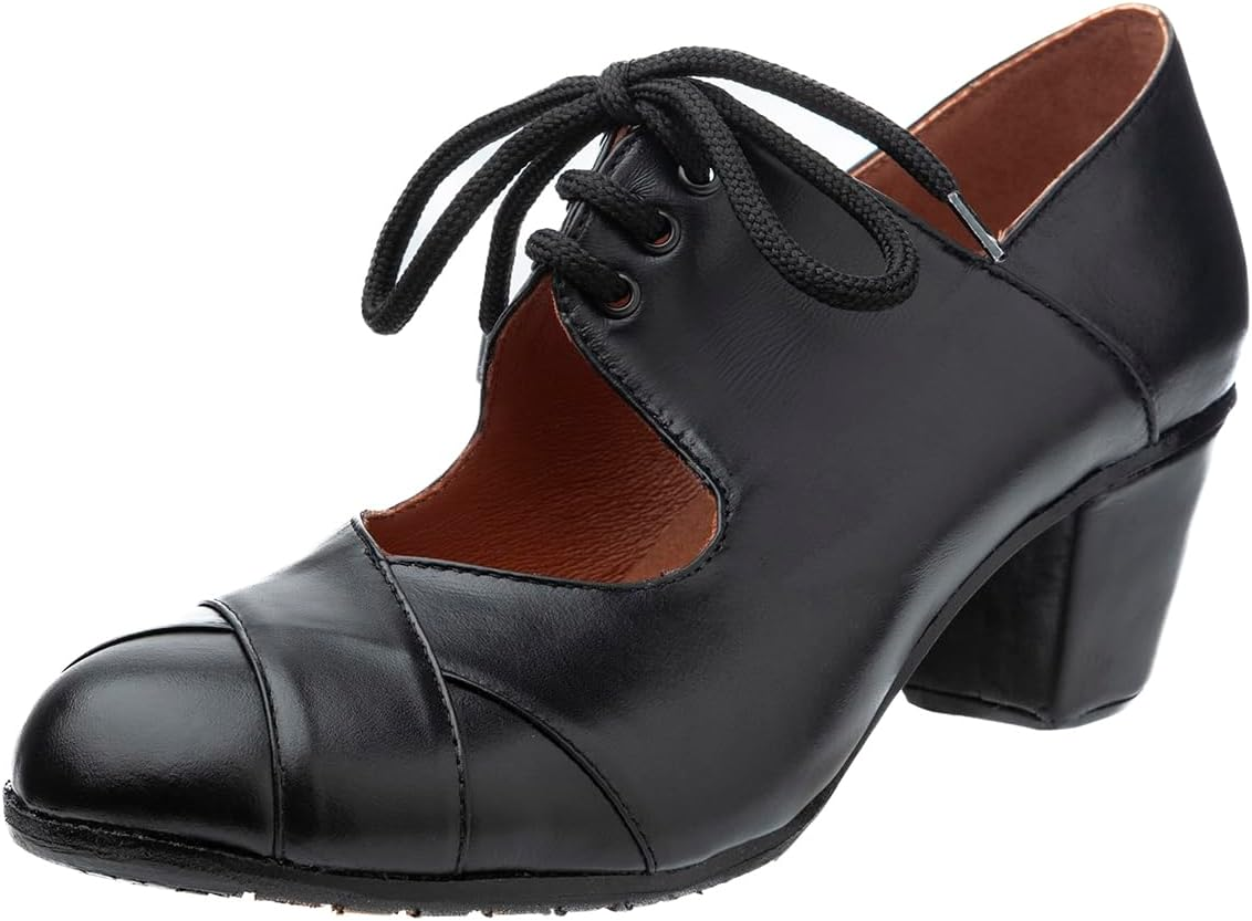 Solea Cal&eacute; Women'S Cuban Heel Leather Shoes with Nails