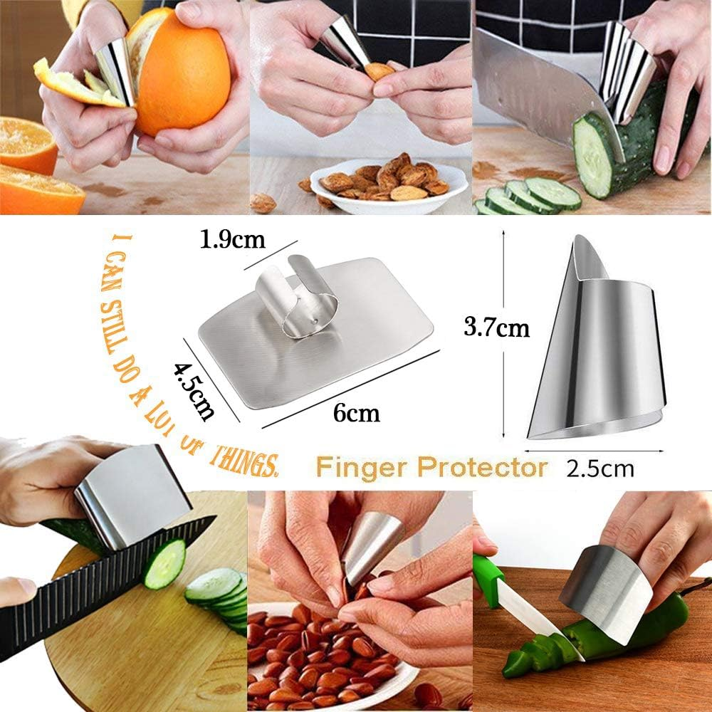 3 Pcs Stainless Steel Finger Guard Cutting Protector, Adjustable Kitchen Safe Slice Tool, Peeling Bean Nut Shells Finger Protector, for Mother Chef Cooking Slicing Dicing and Chopping to Avoid Hurting image number 6