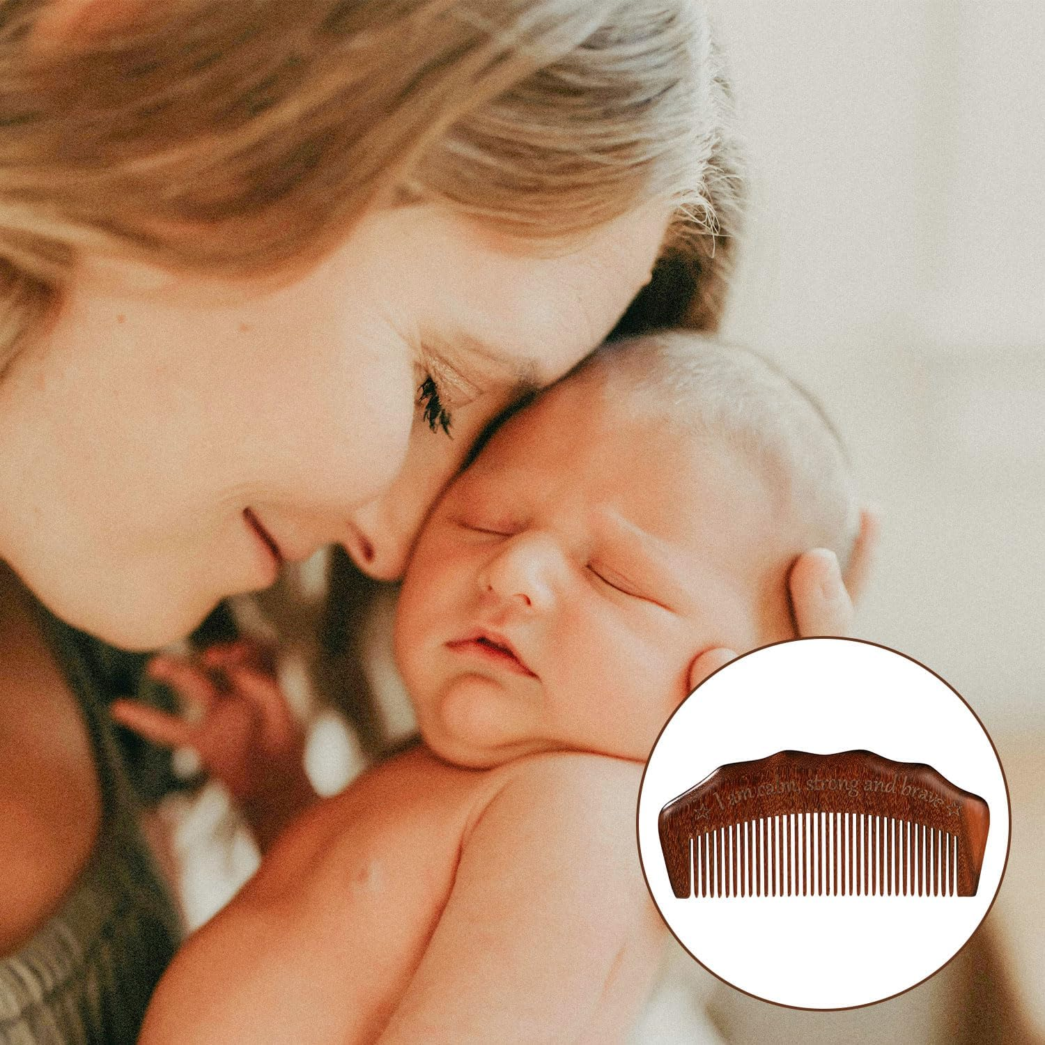 Wooden Hair Comb, Wood Birthing Comb I Am Calm Strong and Brave Comb Labor Pain Comb Childbirth Combs Labor Comb Wooden Pregnancy Comb for Women Natural Birth Essentials Gifts image number 3