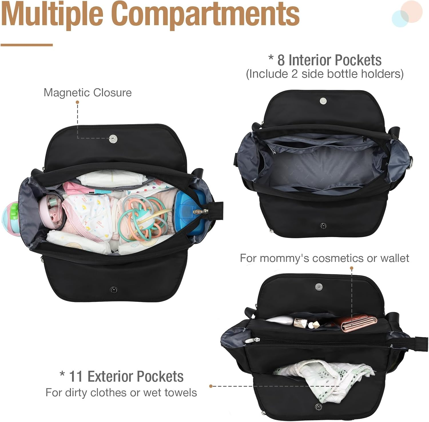 Lekebaby Baby Changing Bag Messenger Large with Changing Mat for Travel - Green image number 2