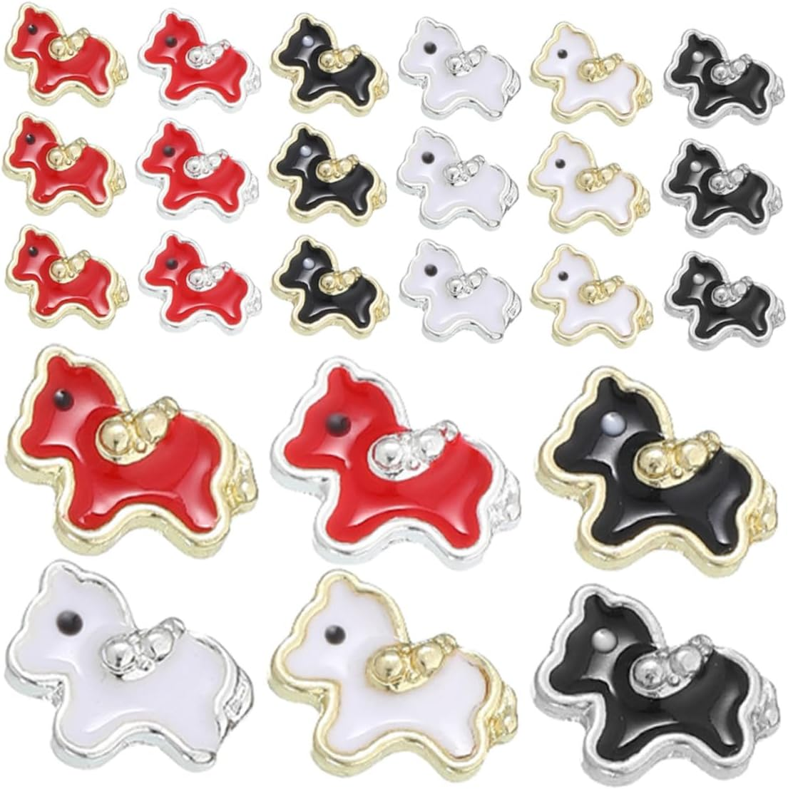 60Pcs Cute Cartoon Horse Nail Charms Animal Embellishments Nail Supplies for Women DIY Manicure Decorations Party Accessories image number 5