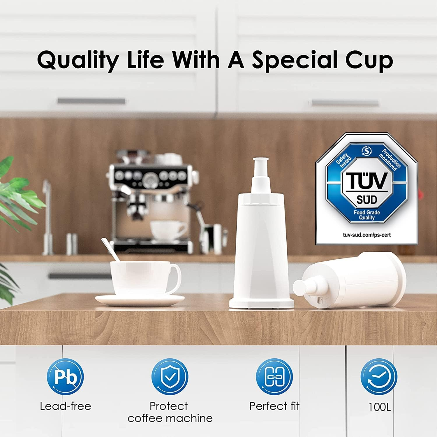 Waterdrop Water Filter, Replacement for Breville&reg; Coffee Machine Filter, SES008WHT0NEU1, BES008, Barista SES810/SES875/SES880/SES920/SES980/SES990, T&Uuml;V S&Uuml;D Certified (6 Pack) image number 5