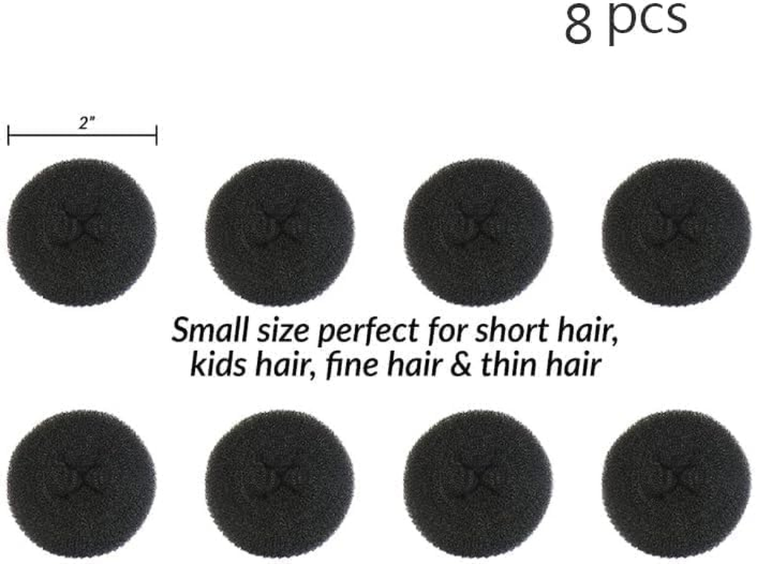 8Pack Hair Bun Maker for Kids, Small Donut Shapers - Create Perfect Buns with Ease - Hair Doughnut Shaper Kit for Women and Girls, Mini Hair Doughnut Shaper for Short and Thin Hair (Black) - Brown image number 5