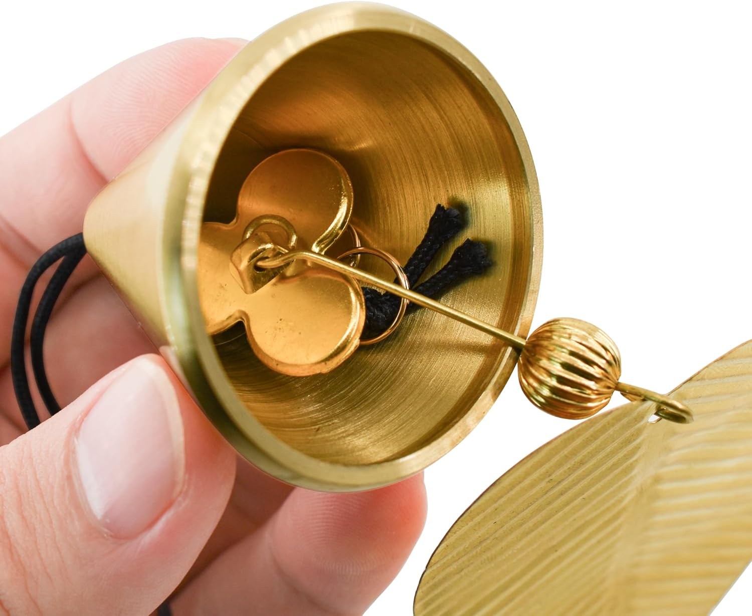 Mrmrkura Gold Leaf Hanging Bell Decorative Bell for Good Luck, Hanging Wind Chime Ornament Window Home Decor Chinese Feng Shui Bell (Cone Shape) image number 5