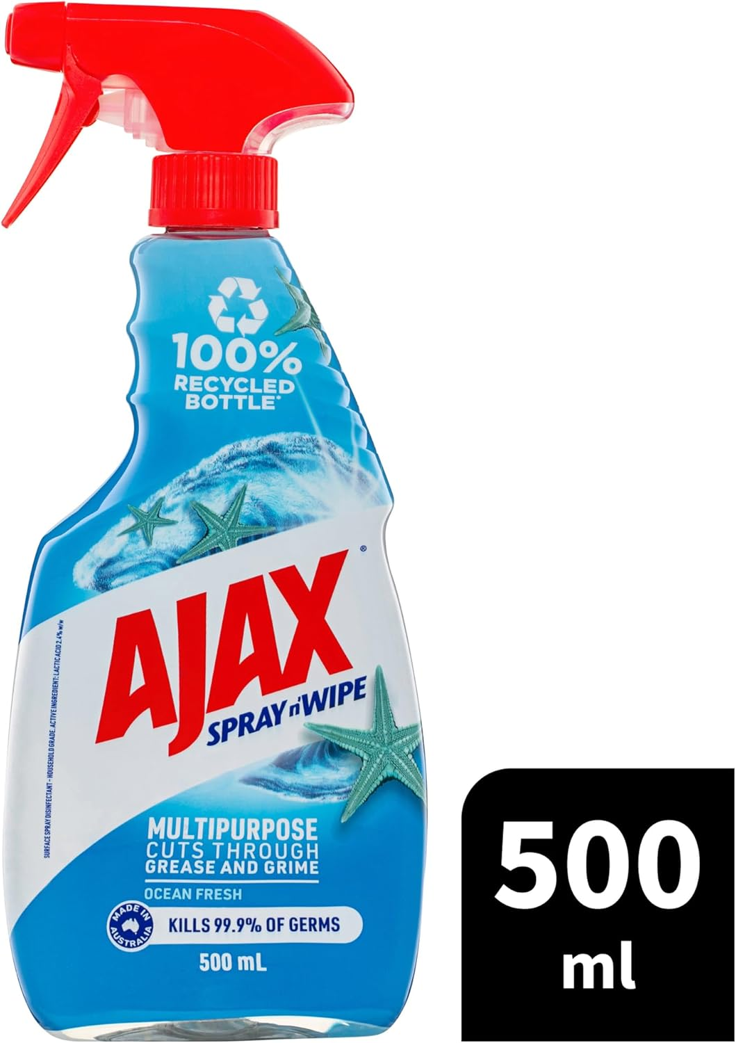 Ajax Spray N' Wipe Multi-Purpose Cleaner Trigger, Antibacterial Disinfectant, 500Ml, Ocean Fresh Surface Spray, Household Grade image number 6
