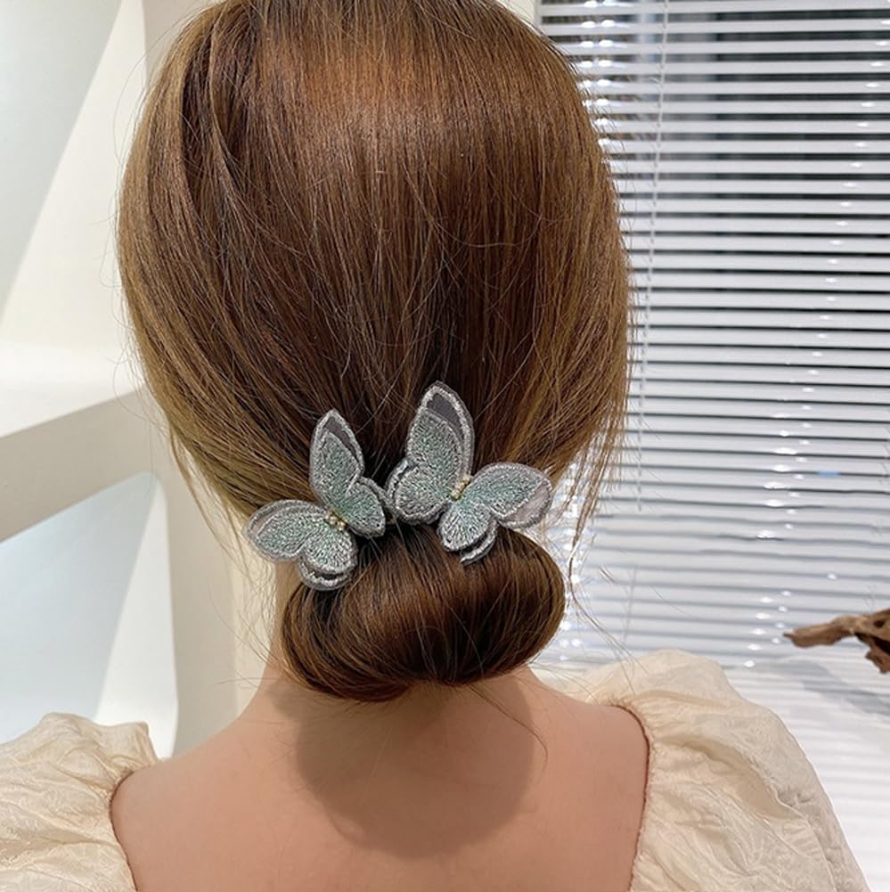 3 Pcs Butterfly Hair Bun Maker Lazy Hair Curler Crown Hairstyle Shaper French Donut Twist Hairstyle Bun Hair Accessories(3 Color) image number 4