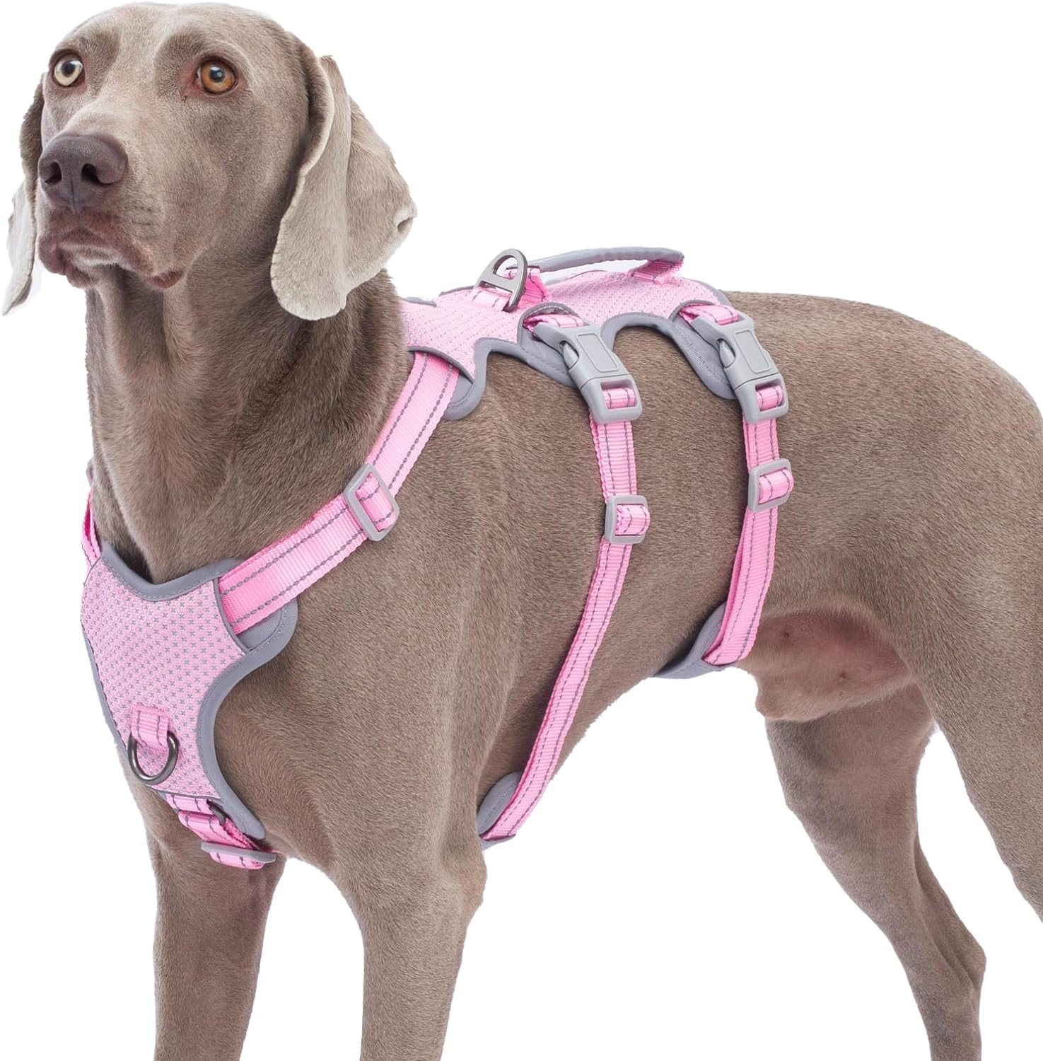 Dog Harnesses Escape Proof, Escape Artist Harness, Fully Reflective Harness with Padded Handle, Breathable, Durable, Adjustable Vest for Large Dogs Walking, Training, and Running Gear (Pink,L) image number 7