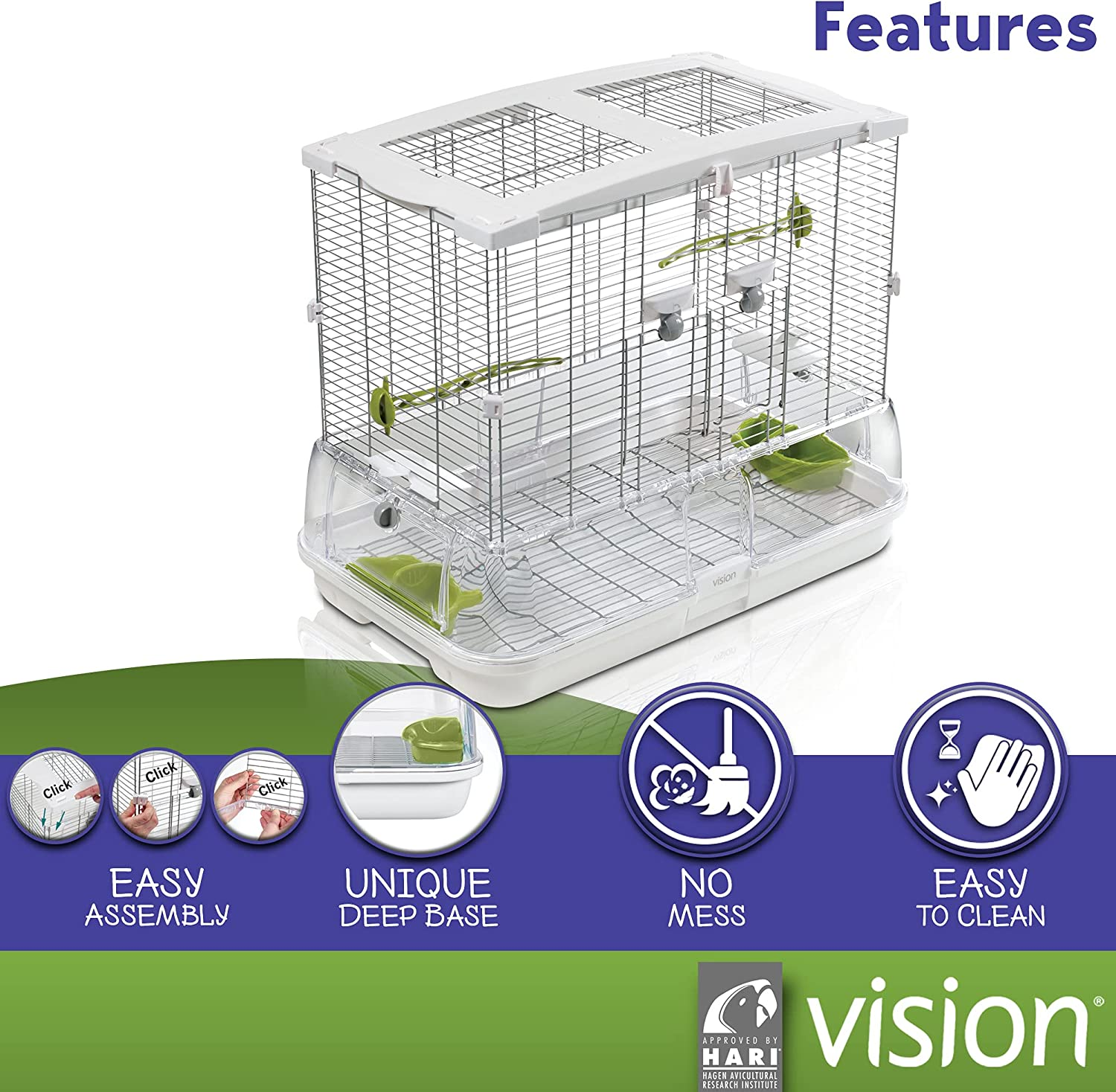 Vision M01 Wire Bird Cage, Bird Home for Parakeets, Finches and Canaries, Medium image number 1