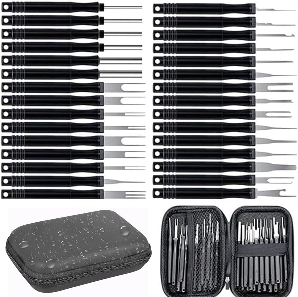 Terminal Removal Tool Kit 30 Pcs Depinning Tool Electrical Connector Pin Removal Tool Kit Pin Extractor Tool Set Wire Terminal Release Tool for Automotive Car Household Devices for Most Terminals image number 5
