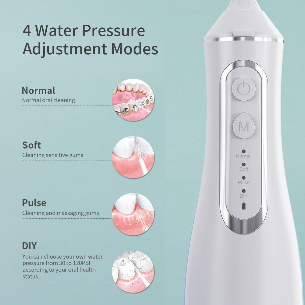 Portable Cordless Oral Teeth Irrigator &ndash; Rechargeable Water Flosser with 320Ml Tank, IPX7 Waterproof, Type-C USB Charging &ndash; 1400&ndash;1800 Pulses/Min &ndash; Dental Cleaner for Travel, Braces, and Implants image number 2