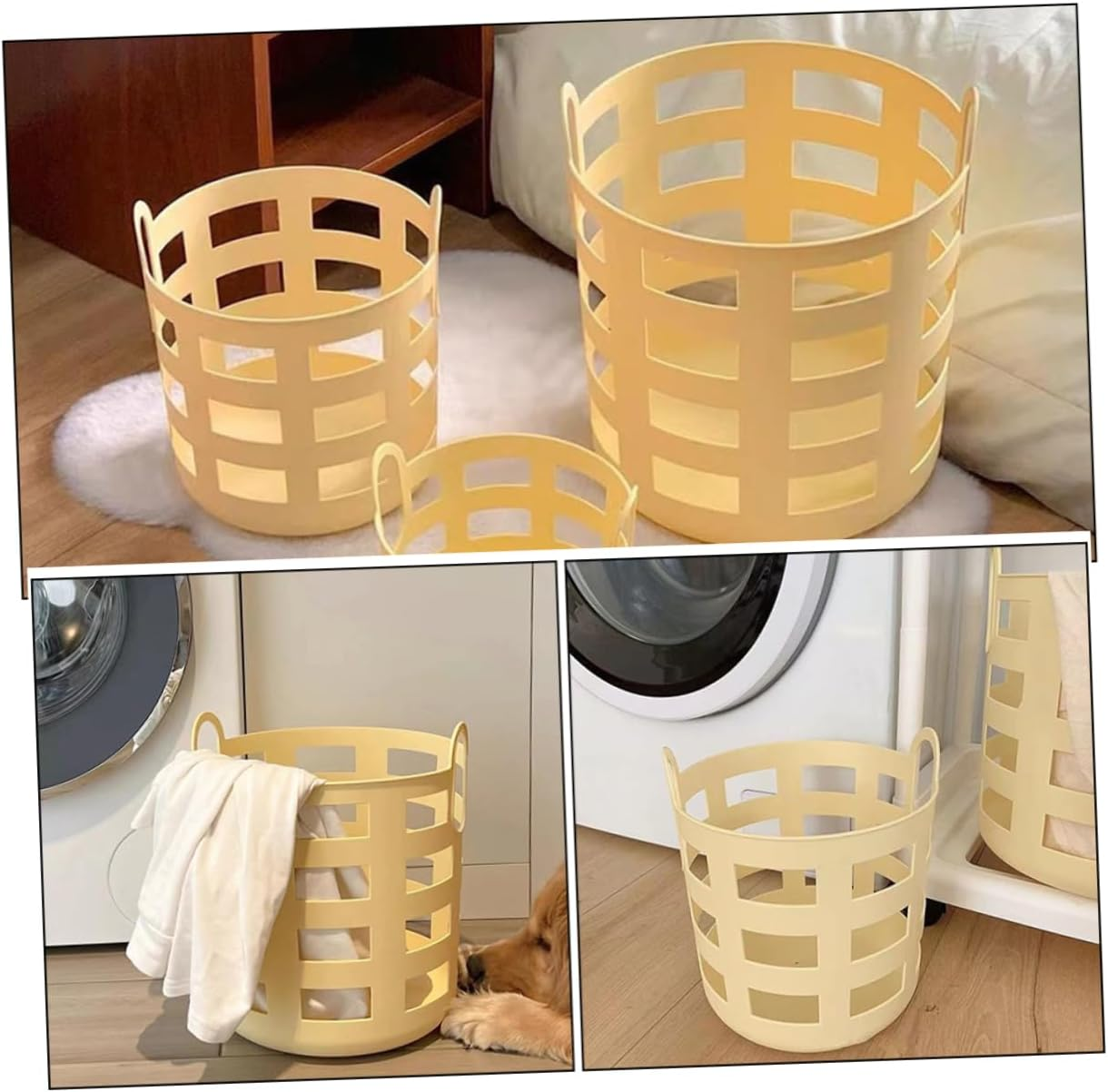 BESTOYARD Small Dirty Laundry Storage Basket Hollow-Out Plastic Organizer Lightweight Multi-Use Clothes Hamper for Home and Dorm Room image number 1