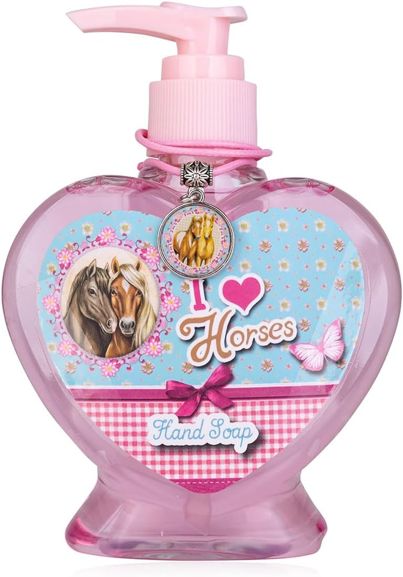 Accentra Hand Wash Soap for Children, 200 Ml Creamy Horse Soap in Pink Pump Dispenser for Kids "I Love Horses", Gentle Cleansing Hand Soap with Bracelet for Girls in Horse/Pony Motif image number 1
