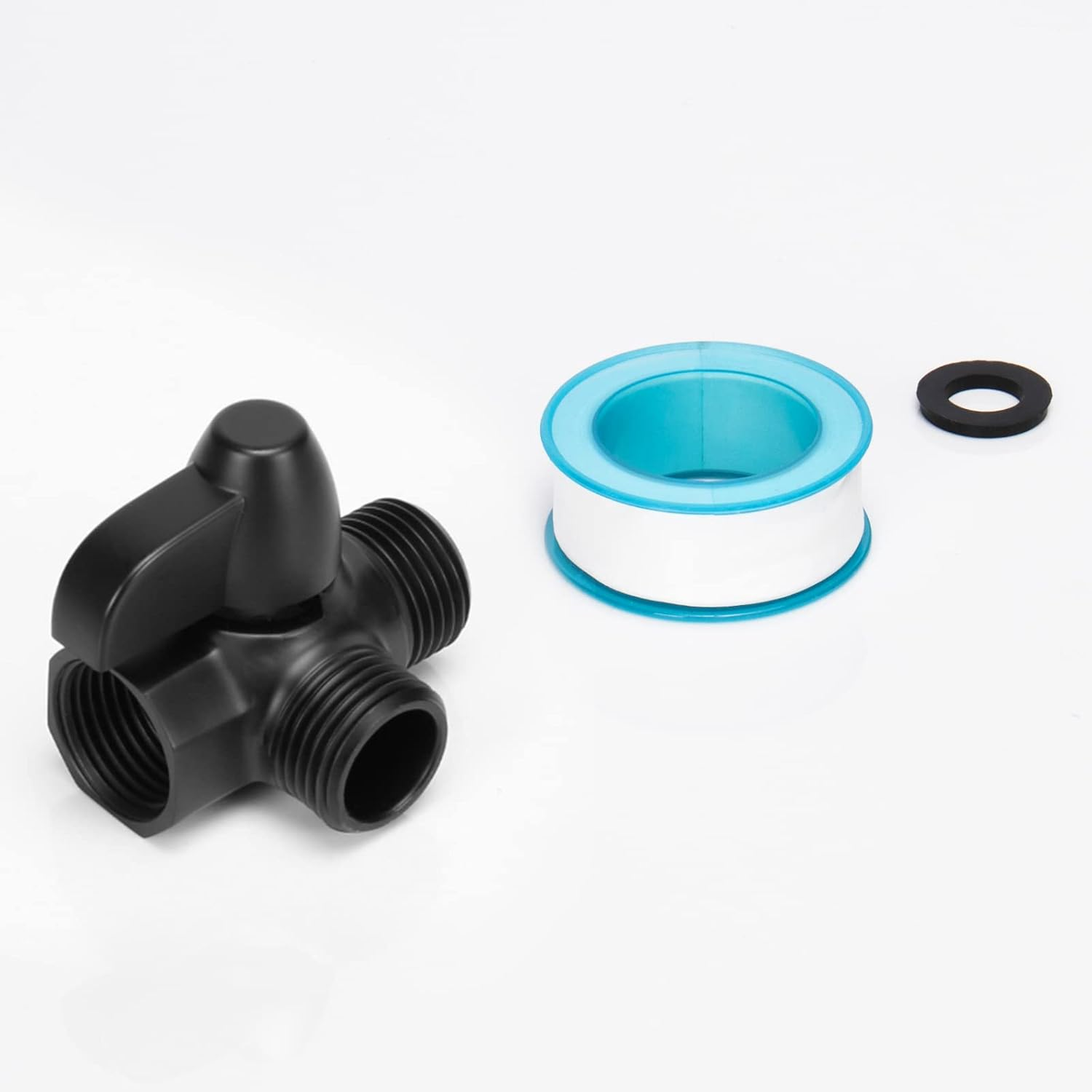 Nearmoon Solid Brass G1/2" Shower Arm, 3-Way Diverter Valve for Handheld and Fixed Spray Head, Bathroom Component for Showerhead Combo T-Adapter (Fixed Nut, Matte Black)