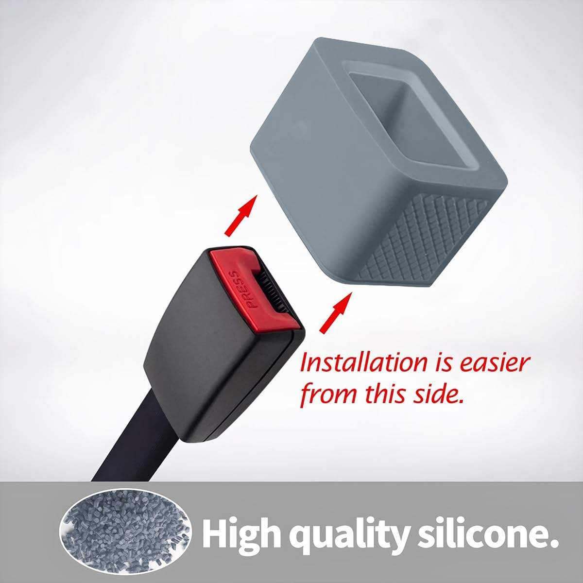 BELOMI 2 Pack Seat Belt Buckle Holder, Easy Access to the Buckles of Rear Seats, Silicone Seat Belt Buckle Booster Fit for Kids, Car Seatbelt Holder Makes Receptacle Upright Buckling (Gray)