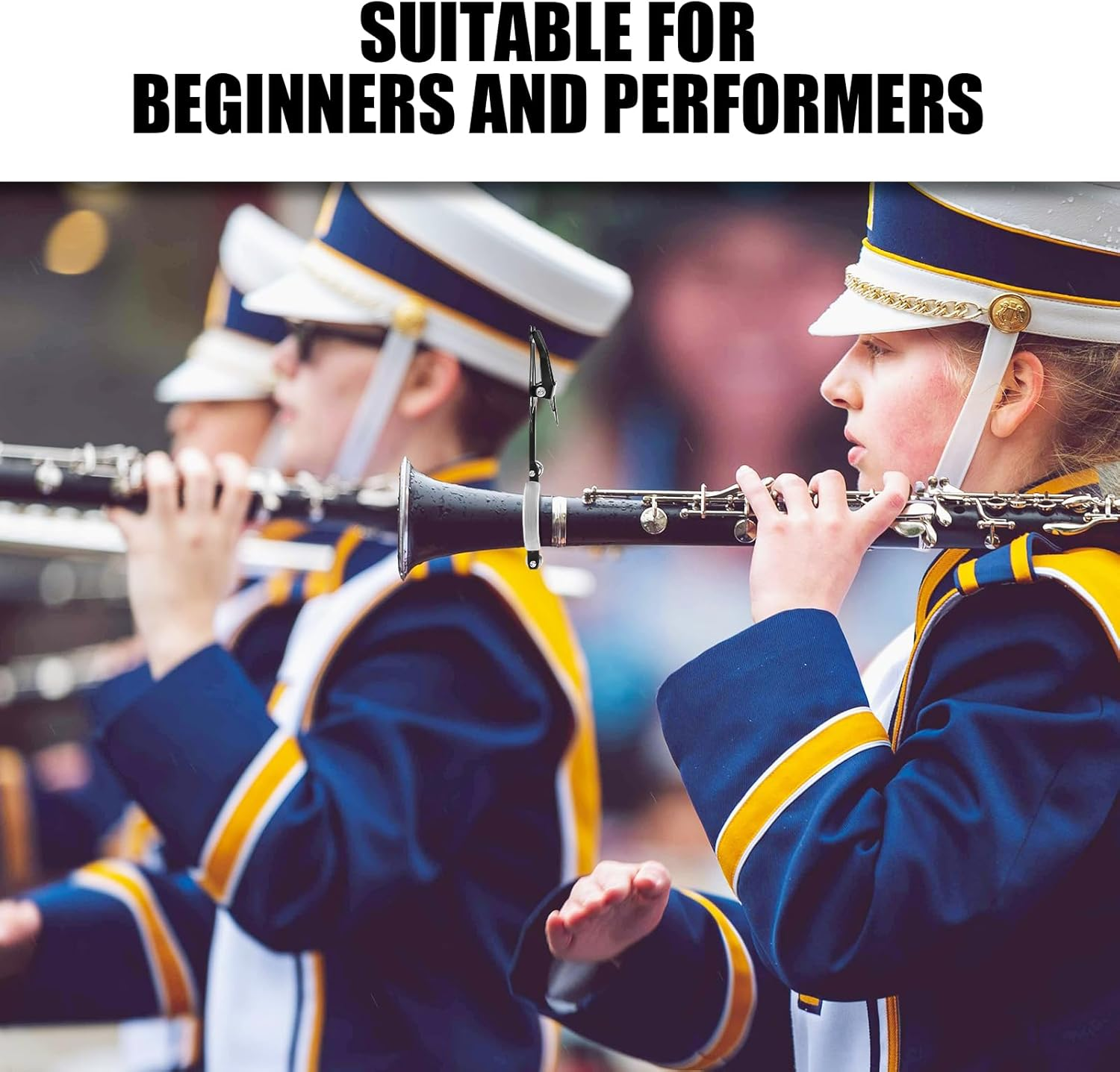 Clarinet Lyre Music Clip, Metal Clarinet Music Clip Holder for Marching Band Clarinet Lyre Clamp for Flute Trumpet Wind Instruments Practicing Beginners (Black) image number 3