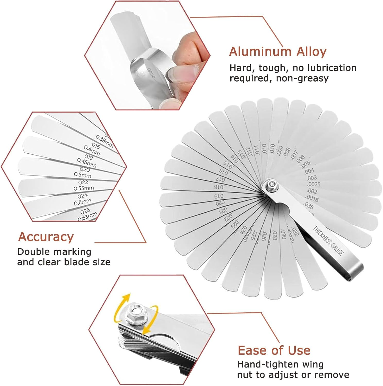 10Mm Jam Nut Valve Adjustment Tool with 32 Precision Feeler Gauges for Honda, Nissan, Toyota, and Japanese Car Engines&mdash;Valve Lash and Clearance Adjustment Kit image number 5