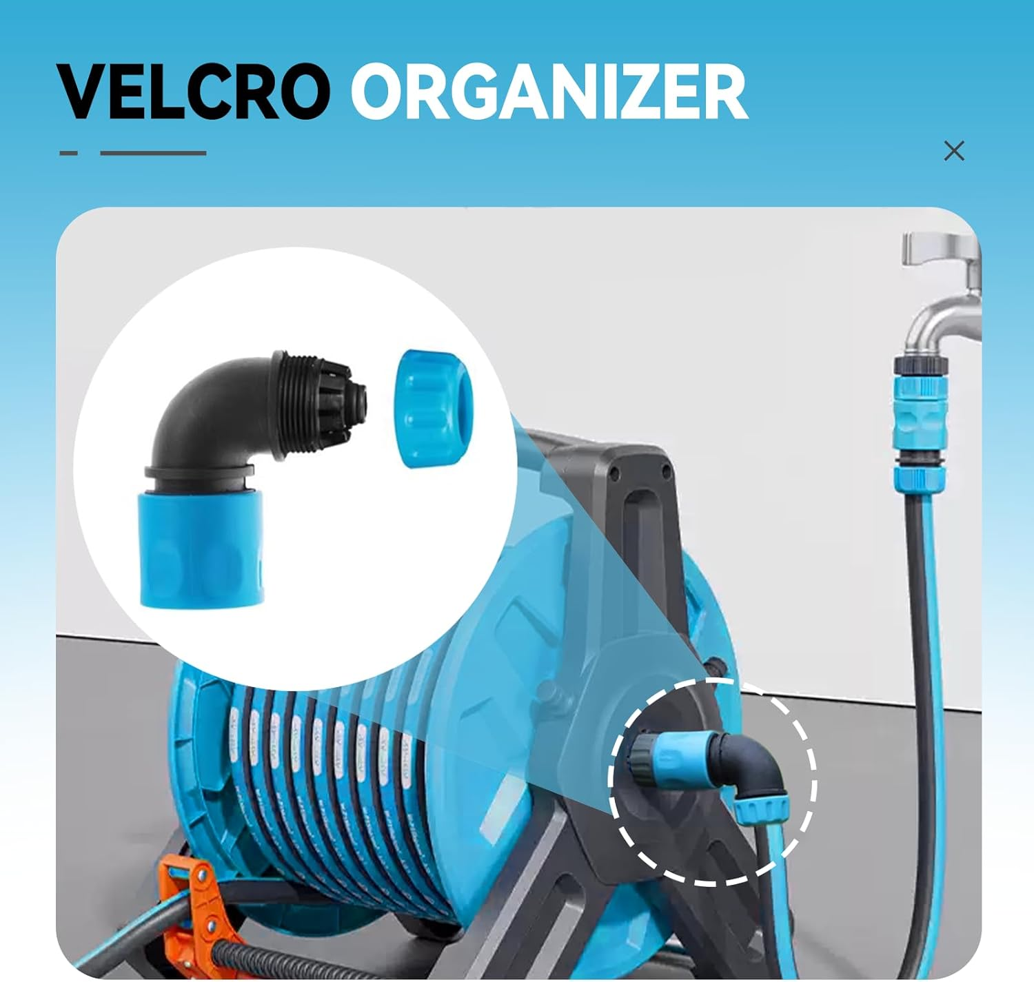 3 Pack 90 Degree Hose Elbow Connector - 1/2 Inch ABS PP TPR Plastic Garden Irrigation Fitting - Compatible with Gardena System, Car Wash & Watering Pipes (Blue) image number 1