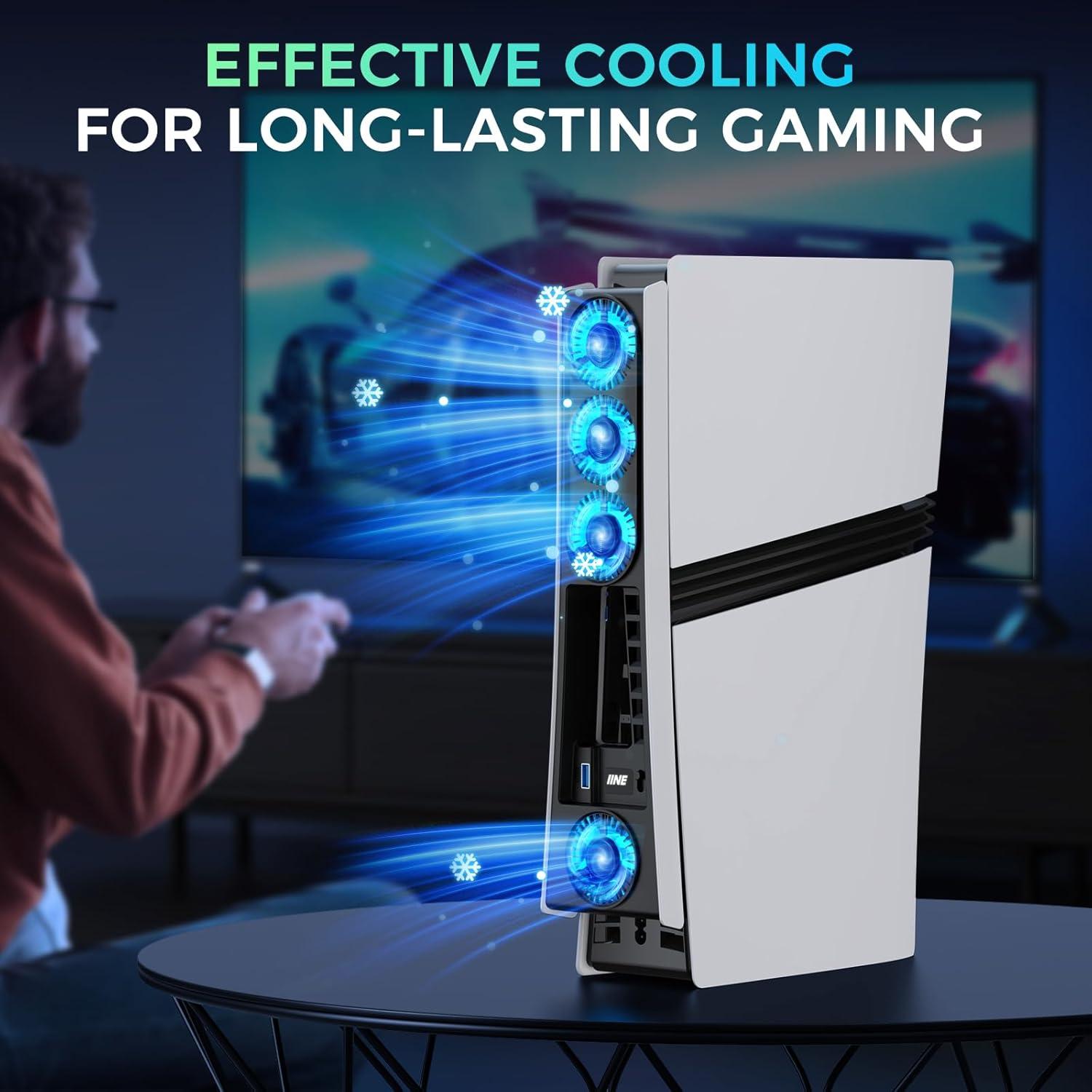 Cooling Fan for PS5 Pro, Efficient Cooler Fan with Adjustable Speed/Led Light, Temperature-Controlled PS5 PRO Cooling Accessories with USB 3.0 Port image number 5