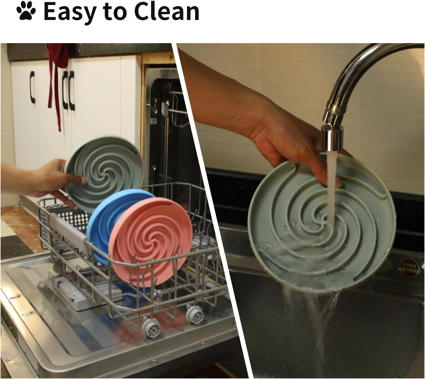 Bifeaw Dog Puzzle Bowl - Silicone Slow Feeder Dog Bowls for Healthy Eating - Puppy Slow Feeder Non-Slip Design Dishwasher Microwave Safe for All Breeds Dogs (Grey-Green)