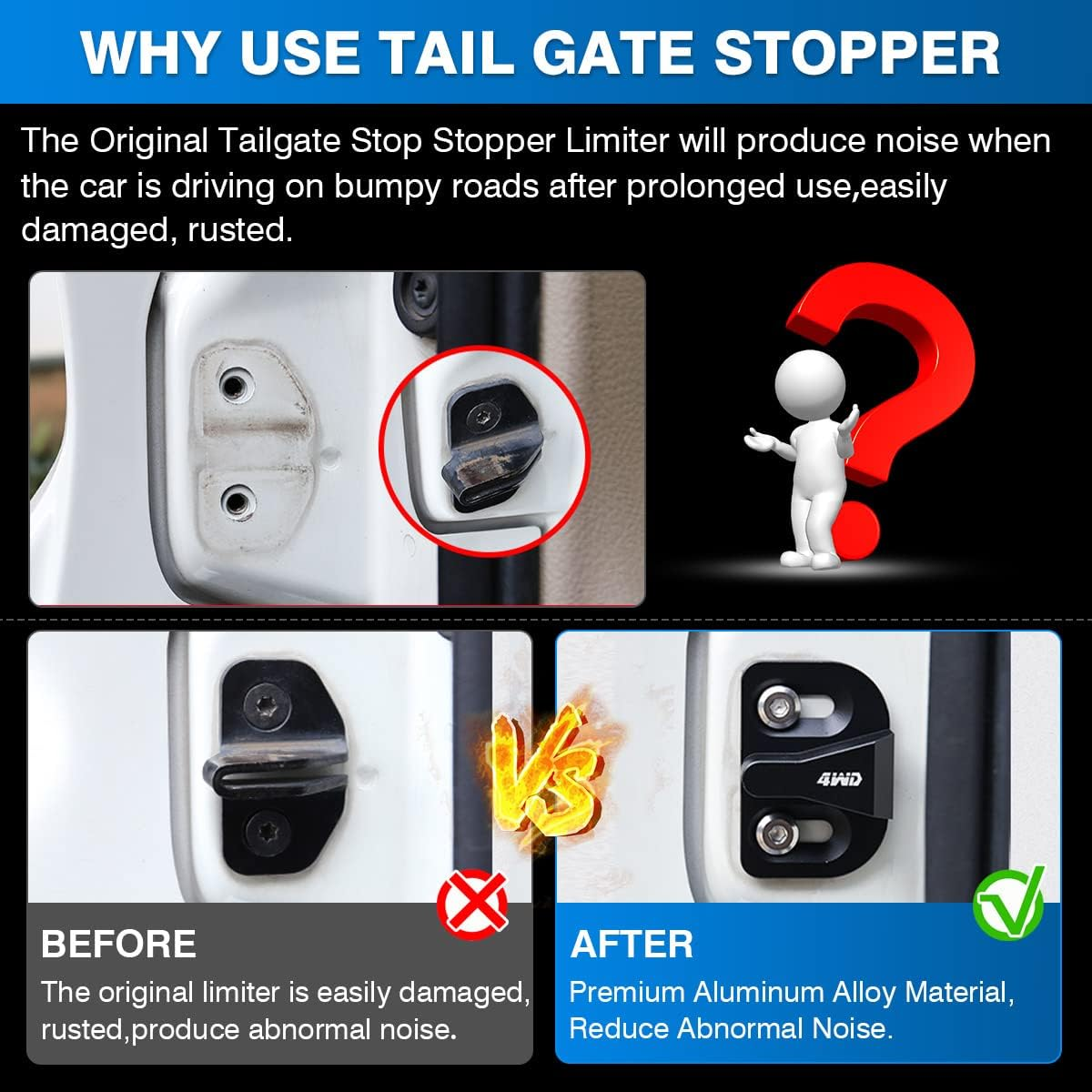 Tailgate Stop Bumper for Toyota RAV4 2006-2012 /FJ Cruiser 2007-2021/Prado 120 150 Lexus GX460 GX470 2003-2021 Tailgate Latch Bumper Stop Rear Trunk Door Latch Striker Reduce Abnormal Noise image number 3