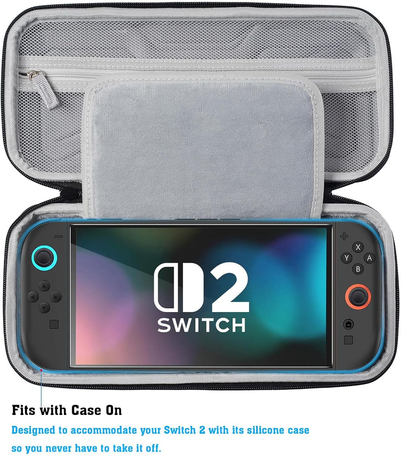 Protective Hard Travel Case for Nintendo Switch 2, Portable Storage Pouch with 10 Game Card Slots for 2025 NS2 Console and Accessories Carry Case (Black) image number 2