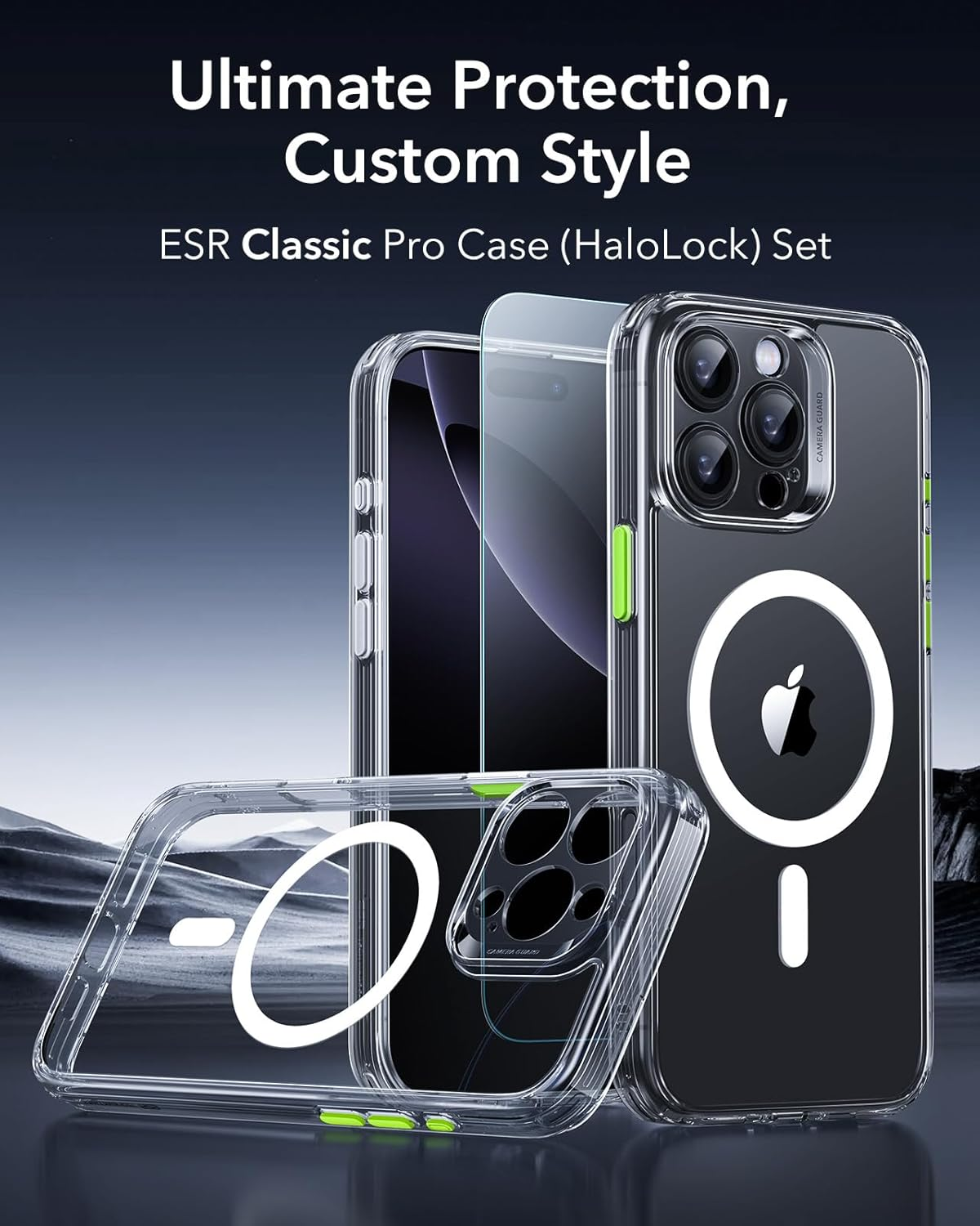 ESR for Iphone 16 Pro Max Case (4 in 1) Set, Translucent Matte Case with Screen Protector, Compatible with Magsafe, Military-Grade Protection, Classic Series, Clear image number 3