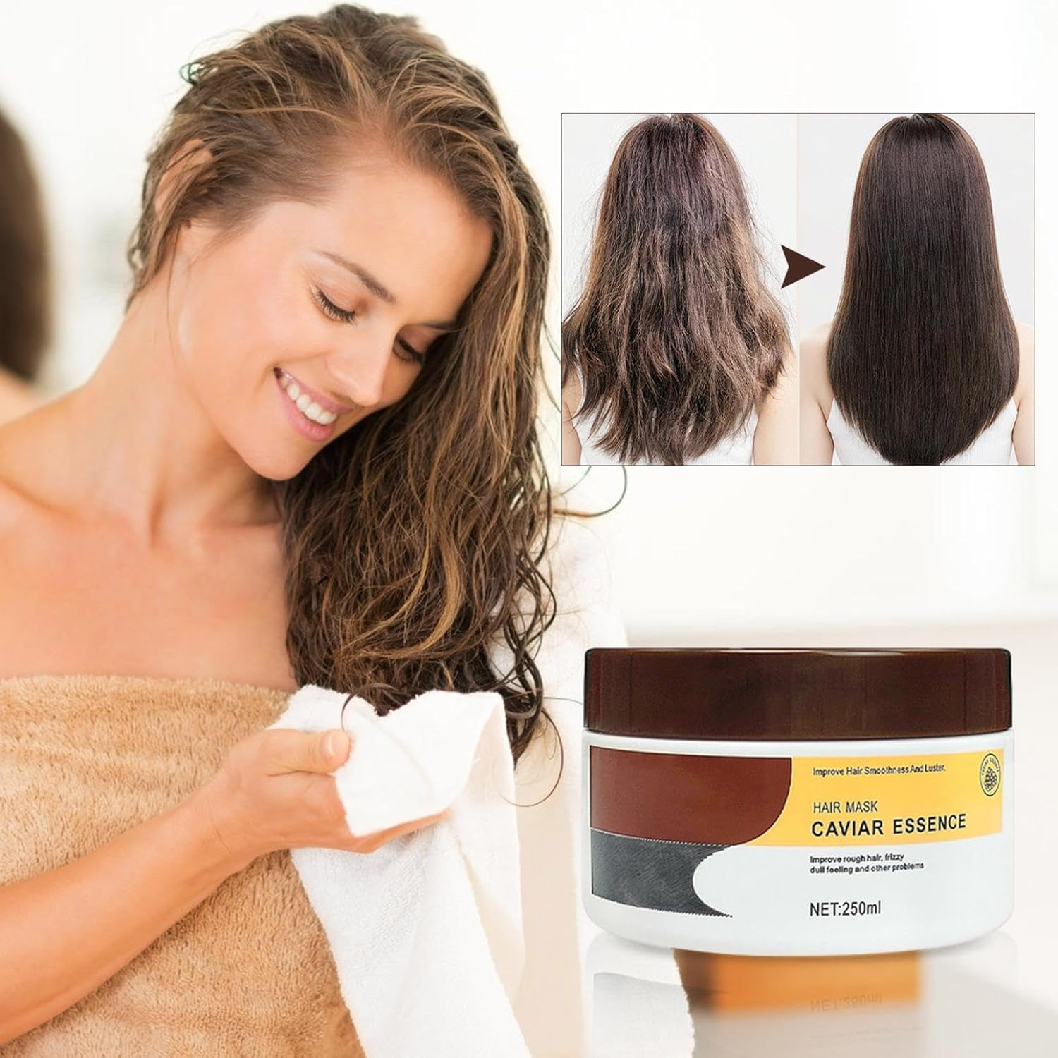 Caviar Essence Collagen Hair Mask,Collagen Hair Mask for Dry Damaged Hair,Restores Shine and Smoothness to Hair - 1Pcs image number 5