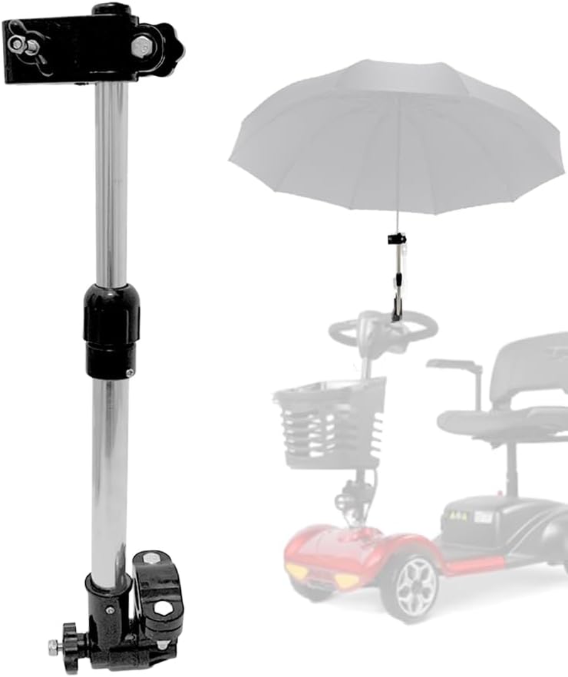 Sunshade Umbrella with Holder for Baby Stroller, Golf Cart, Bicycle - Eccentric Shaft Design, Fits for 0.78"-1.2" Handlebar (Black-A) image number 4