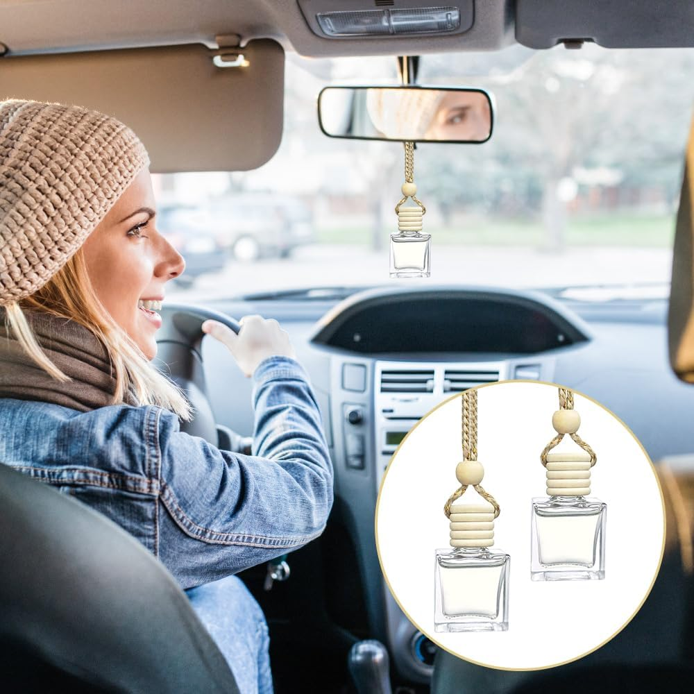 Car Aromatherapy Diffuser Bottle - 2 Pack Hanging Perfume Bottle, Empty Glass Bottles for Auto Window Ornament & Fragrance Decor image number 3