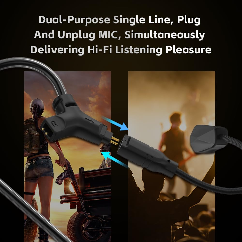 Linsoul CVJ Hato Esports Gaming Cable with Adjustable HD Microphone, Rapid Transmission Detachable Gaming Earphones Iems Cable Replacement for Konoka (With Mic, 3.5Mm) image number 1