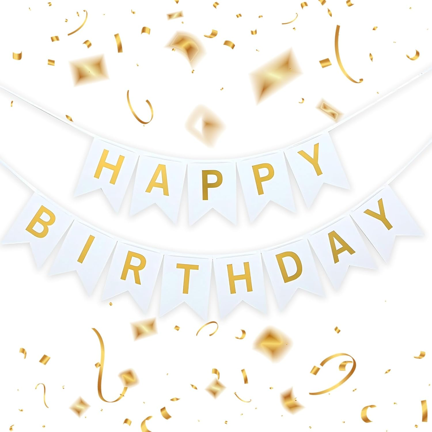 Blue Happy Birthday Banner,Navy Blue and Gold Birthday Party Decorations Sigh for Birthday Decor,Backdrop Birthday Party Supplies,No DIY for Girls Boys Kids and Women Party Hanging(Pre-Strung,16Ft)