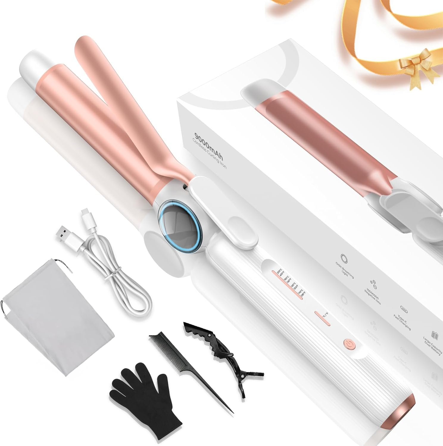 9000 Mah Wireless USB Curling Iron, Rechargeable Curling Iron image number 3