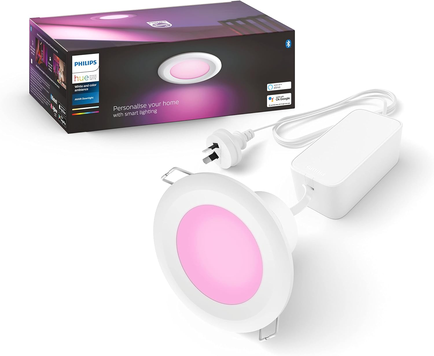 Philips Hue Akari White Colour & Ambience Downlight 90Mm
