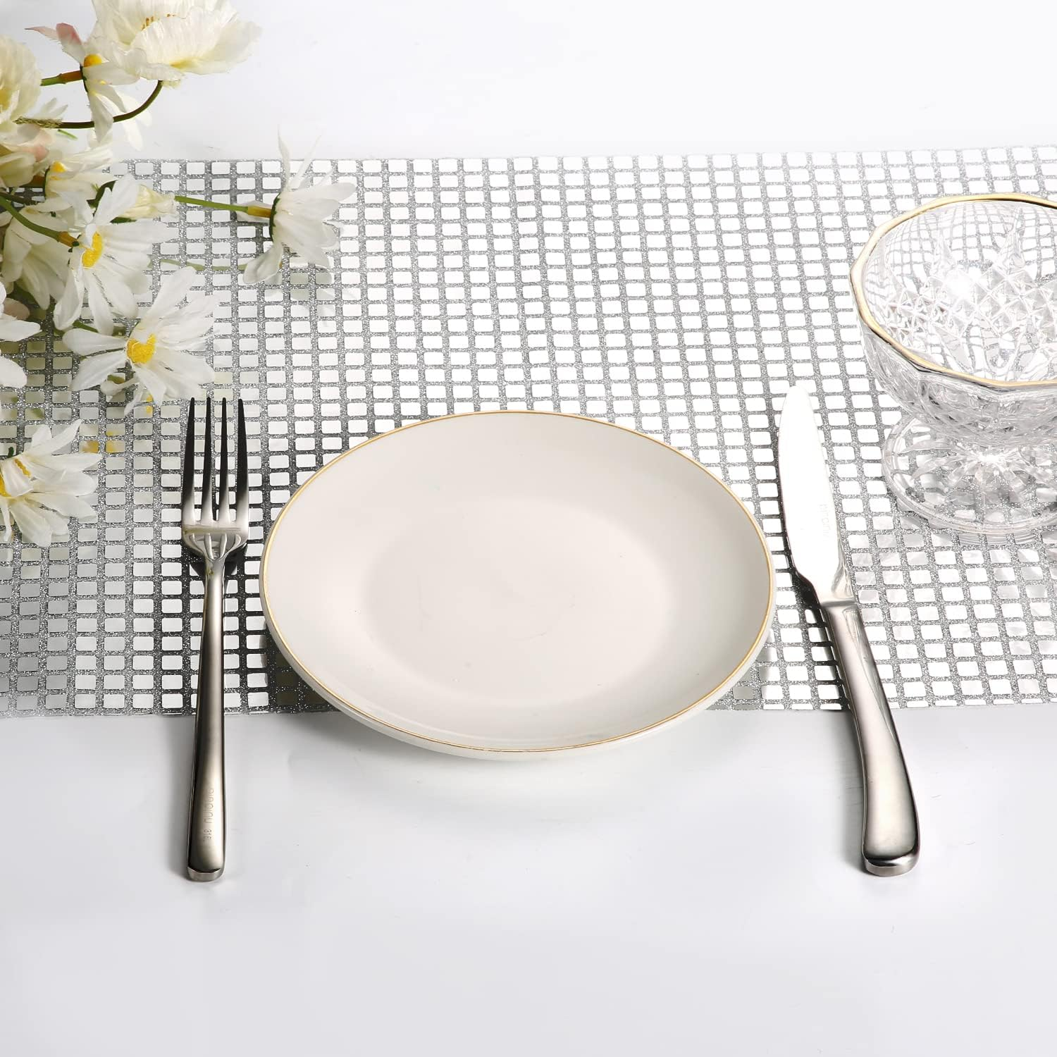 1Pcs 12 X 108 Inch Silver Disco Table Runner, Ball Glitter Party Mirror Foil Supplies Birthday Decoration Wedding Tablecloth