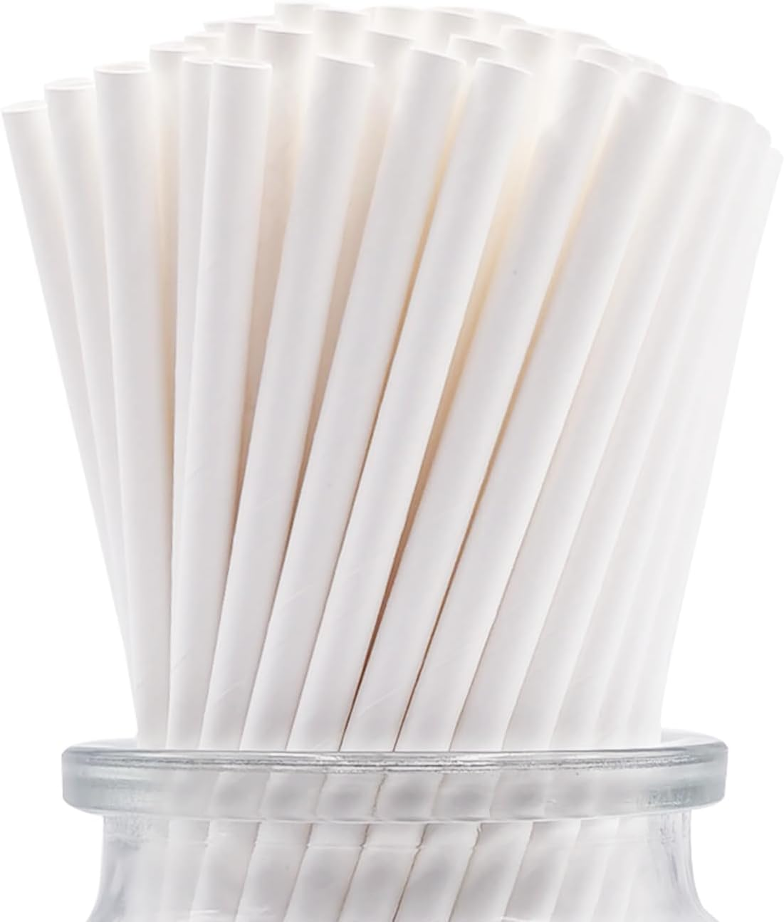 Biodegradable Solid White Paper Drinking Straw,100 Pack Disposable White Cocktail Straws Bulk for Party Supplies, Bridal Shower, Birthday, Weddings, Restaurant image number 6
