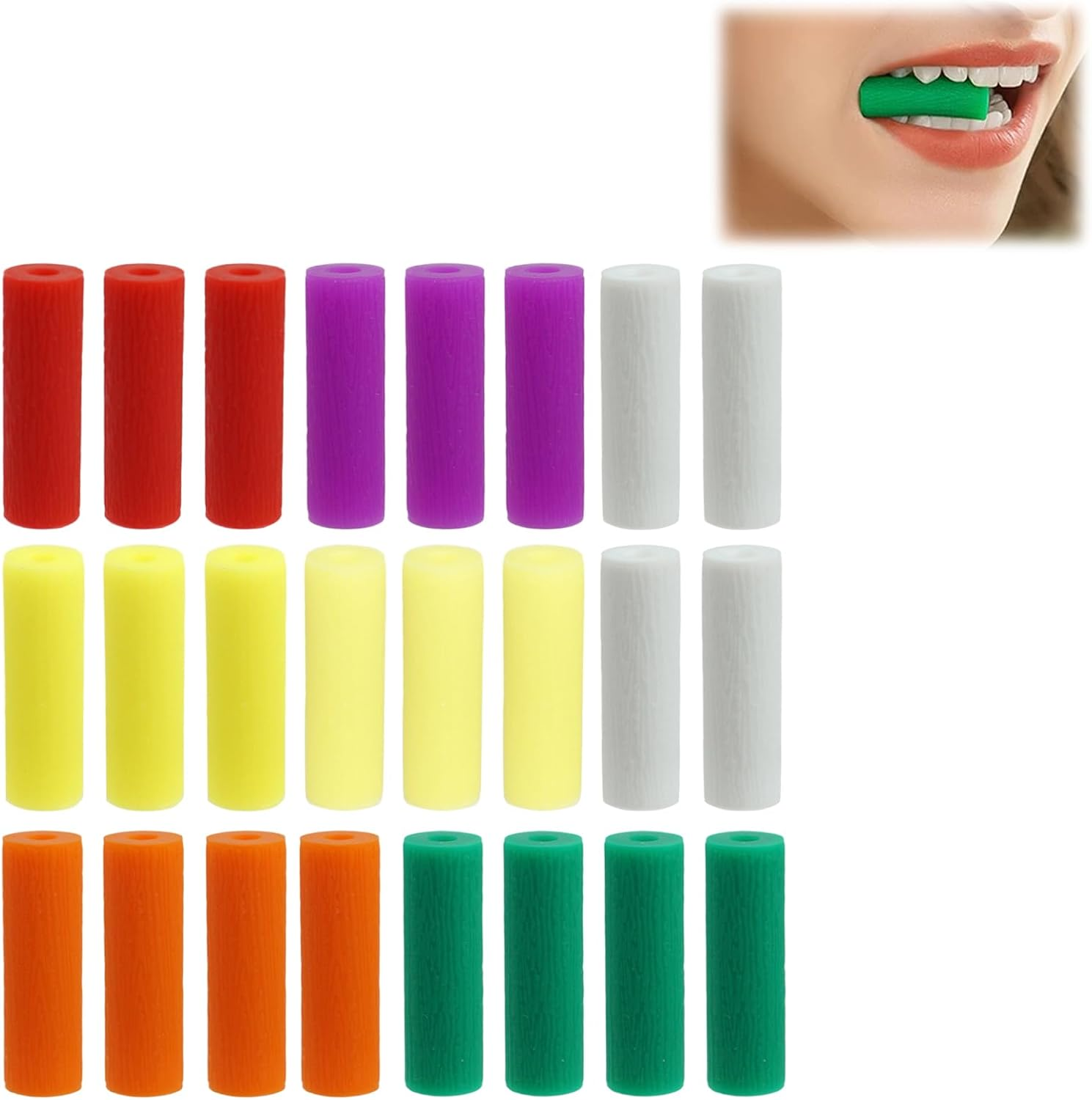 24 Pcs Silicone Orthodontic Chew Stick, Hollow Aligner Tray Seater, Multi Color Aligner Chewies - Aligners Retainers Braces Orthodontic Seating Correction Accessories image number 5