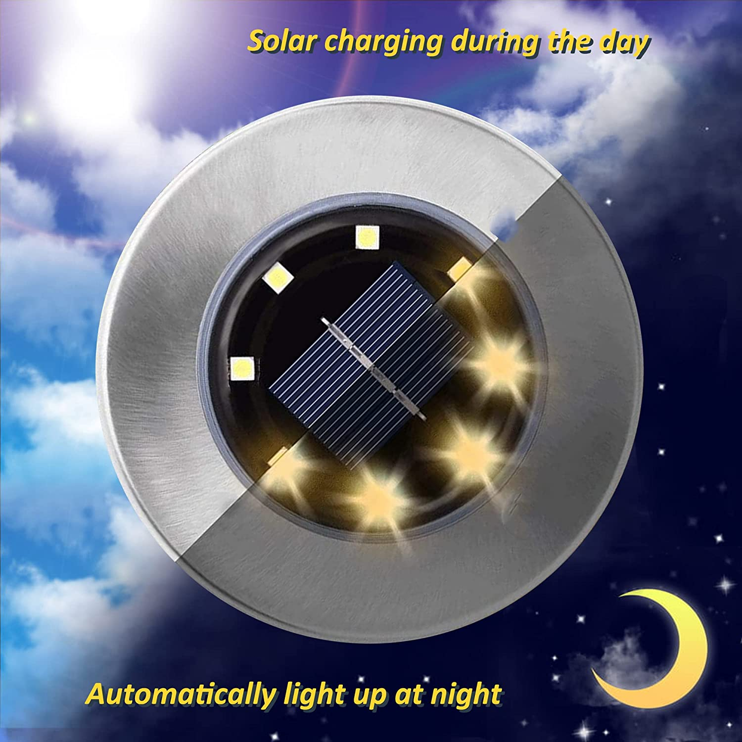 12 Pack Solar Lights Outdoor Waterproof, Solar Ground Lights, Waterproof LED Solar Lights Outdoor Garden Landscape Lighting, Solar Garden Lights Suitable for Lawn, Courtyard, Passage, Walkway, Patio image number 6