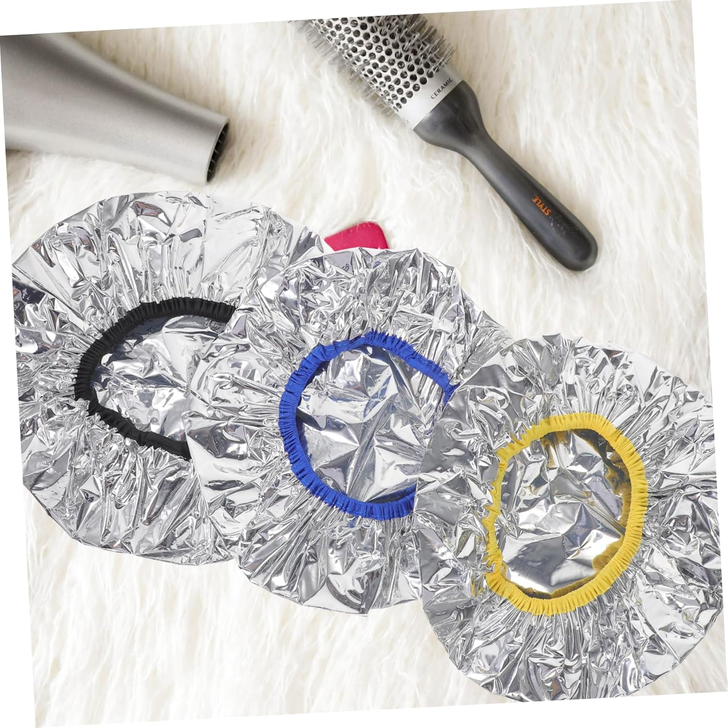 FRCOLOR 6Pcs Tinfoil Cap for Deep Conditioning Hair Mask Elastic Sleeping Cap Bulk Shower Heat for Hair Treatment Spa Shower Dye Oil Processing