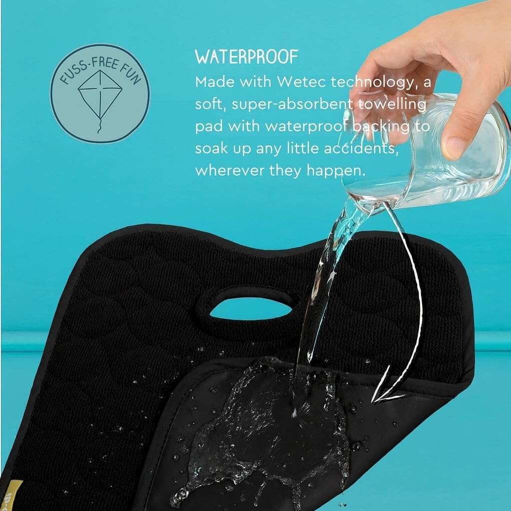 Koo-Di Oopsie Do Do Baby Car Seat Protector & Pushchair Liner, Waterproof Absorbent Seat Pad for Potty Training, Toddler Accidents, Child Travel Comfort &ndash; Black image number 2