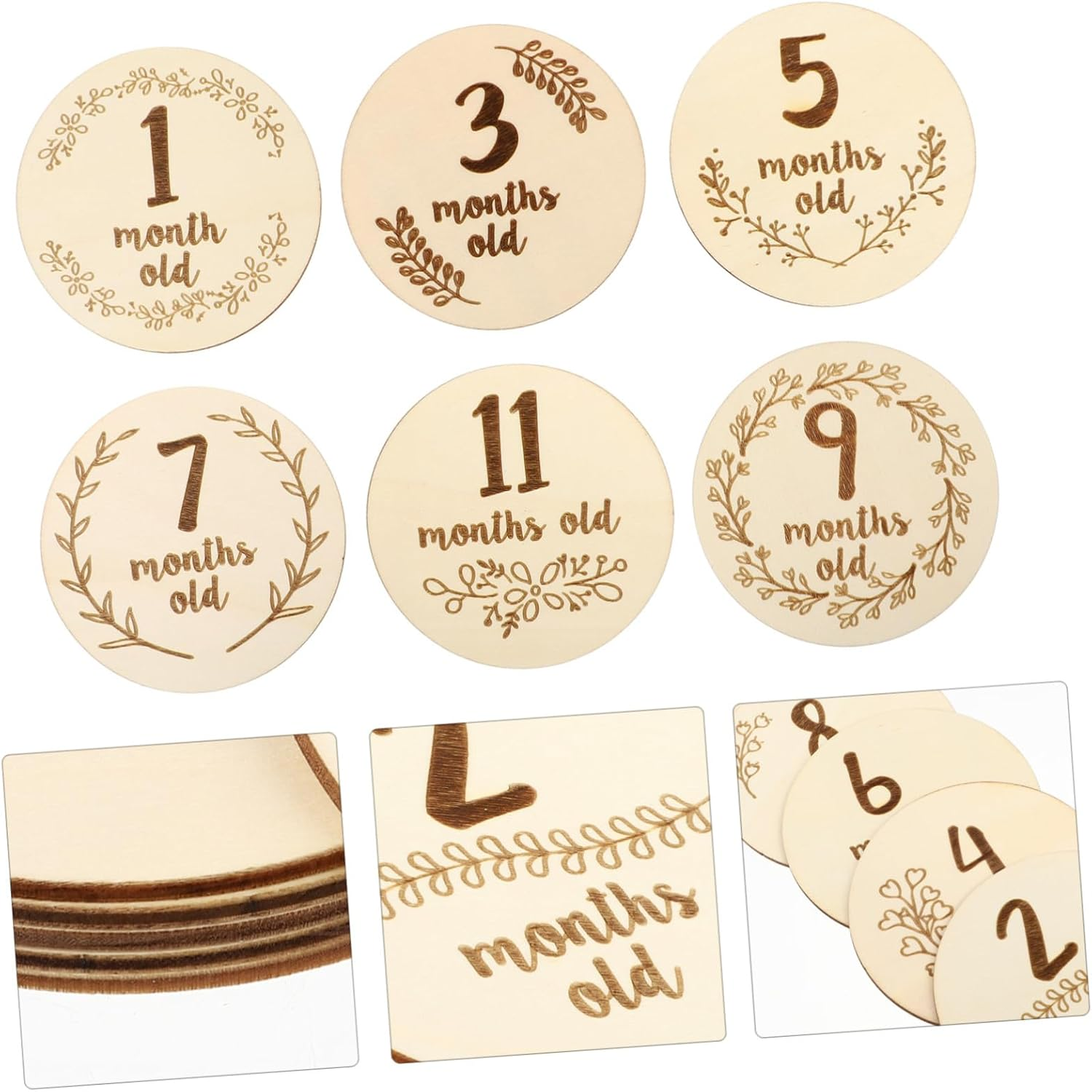 6Pcs Double Sided Monthly Cards Milestone Keepsakes Durable Photography Props for Newborn Growth for Showers image number 4