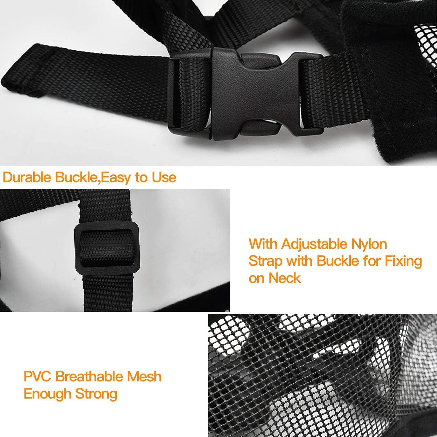 Muzzles Dog Basket Muzzle Short Snout Muzzle Bulldog Pug Basket Muzzle Adjustable Dog Mouth Cover PVC Breathable Cover Dog Mask Prevents Biting Barking image number 6