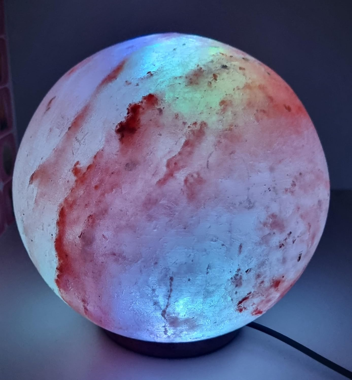Multi Colour Himalayan Premium round Globe Salt Lamp 100% Authentic, Beautifully Hand Crafted round Globe Comes with Complete Electric Fitting image number 4